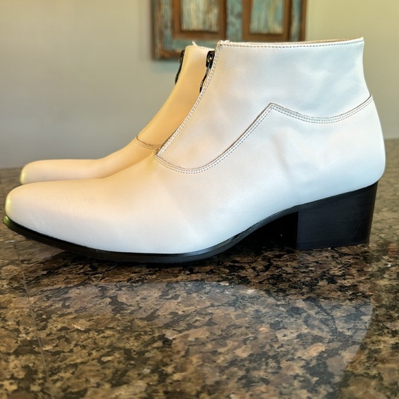 Jingpin chunky Cuban heel ankle high boots - Picture 4 of 10